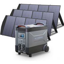 Station d'alimentation portable R4000 générateur solaire 3600Wh LiFePO4 batterie ca 4000W, charge rapide,extensible 21600 Wh avec 3 panneau solaire