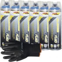 Vasalat - Dupli-Color Markierungsspray mit 360 Grad Ventil Set - Markierspray Neon blau für professionelle Markierungen, 6 Stück