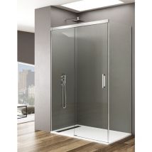 ALLSTONE BASIC Duschkabine 1+1 Mit 8mm fester Seite ohne Bodenprofil 5 Farben 2 Glasarten 6mm in Aluminium Chrom-profil 160x90 cm Transparentes glas