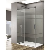Allstone - basic Duschkabine 1+1 Mit 8mm fester Seite ohne Bodenprofil 5 Farben 2 Glasarten 6mm in Aluminium Titan-profil 150x80 cm Siebdruck glas