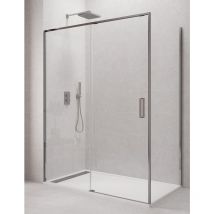 ALLSTONE CETUS Duschwand - 1+1 Eckdusche mit fester Seite, ohne Unterprofil 140x70 cm Chrom Profil