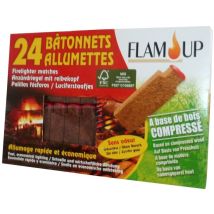 0500 Allume-feu Naturel Bois Compresse 24 Bâtonnets Se0500 - Flam'up
