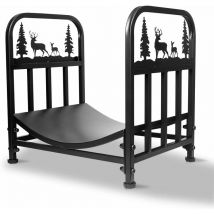 Freosen - Almacenamiento de troncos para interiores, chimenea de metal, madera, 42x32x43cm, con base resistente, asas de transporte, soporte para