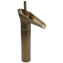 Spark - Grifo mezclador para lavabo, estilo europeo, para encimera, de cobre, estilo retro, para copa de vino, de bronce, grande