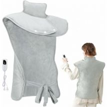 Almohadilla térmica cervical para espalda y cuello - manta térmica, 6 temperaturas ajustables/temporizador/lavable a máquina - 61x94 cm