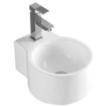 Aloni - Design Handwaschbecken Waschtisch Rund Weiß mit Hahnloch 35 x 28 x 16 cm