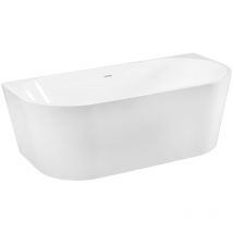 Aloni - Halb-Freistehende Badewanne 170x80x60 Mittig Rundeck Acryl Weiß