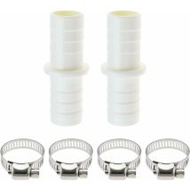 2pcs Connecteurs de Tuyau de Vidange pour Machine à Laver Adaptateur d'extension de Tuyau en Plastique avec 4pcs Colliers de Serrage pour Tuyau d'eau