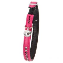 Collier 30 cm x 11 mm rose avec strass et clochette pour chat Flamingo