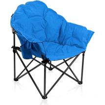 Alpha Camp Campingstuhl Faltbar Klappstuhl Bis 200kg Gepolstert Mit Getränkehaltern Angelstuhl Mit Armlehnen Outdoorstuhl Himmelblau