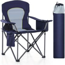 Campingstuhl Faltbar Klappstuhl bis 200kg Gepolstert mit Getränkehaltern Angelstuhl mit Armlehnen Outdoorstuhl,Navyblau - Alpha Camp