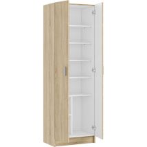 Alphabet Armadio Armadietto Multiuso A Colonna Con 2 Ante E 8 Ripiani Ingresso Camera Da Letto 59 X 37 X 180 Cm Colore Rovere Chiaro