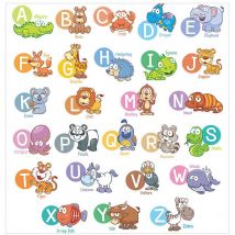Autocollants muraux alphabet, autocollants muraux d'animaux de dessin animé, autocollants muraux alphabet pour chambre d'enfant