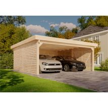 Alpholz - Doppelcarport Olaf Exklusiv Carport aus Holz, Unterstand , Überdachung mit Montagematerial Naturbelassen