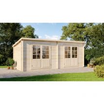 Alpholz Gartenhaus Maria Twin Gartenhaus Aus Holz, Holzhaus Mit 28 Mm Wandstärke, Blockbohlenhaus Mit Montagematerial