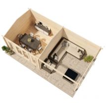 Alpholz - Gartenhaus Freiburg aus Massiv-holz, Gerätehaus mit 44 mm Wandstärke, Garten Holzhaus, Geräteschuppen Größe: 755 x 399 cm, Mit 2 Falltüren,