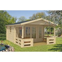 Alpholz Gartenhaus Lappland-A ISO Gartenhaus aus Holz , Holzhaus mit 44 mm Wandstärke inklusive Terrasse, Blockbohlenhaus mit Montagematerial