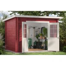 Alpholz - Gartenhaus Maria aus Massiv-holz, Gerätehaus Garten Holzhaus, Geräteschuppen Größe: 300 x 250 cm, Pultdach, 40 mm Wandstärke, Naturbelassen