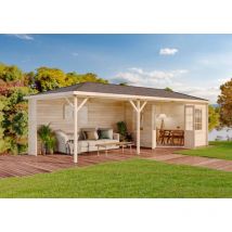 Alpholz - Gartenhaus Mississippi-40 aus Holz, Holzhaus mit Terrasse, 40 mm Wandstärke - naturbelassen