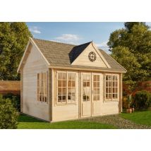 Alpholz - Gartenhaus clockhouse 70 Royal iso Gartenhaus aus Holz, Holzhaus mit 70 mm Wandstärke, Blockbohlenhaus mit Montagematerial Naturbelassen
