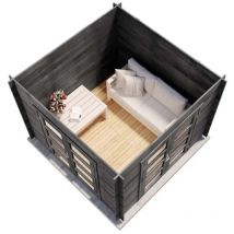 Alpholz - Gartenhaus Paloma Beach Gartenhaus aus Holz in Anthrazitgrau, Holzhaus mit 28 mm Wandstärke, Blockbohlenhaus mit Montagematerial