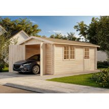 Alpholz - Holzgarage Modell A-70 iso Garage aus Holz in Braun, Unterstellplatz mit 70 mm Wandstärke Fertiggarage Imprägniert Braun