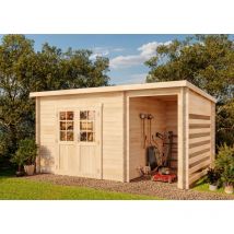 Alpholz - Pultdach Gartenhaus Modell Maria-28 Compact Gartenhaus aus Holz, Holzhaus mit 28 mm Wandstärke inklusive Schleppdach, Blockbohlenhaus mit