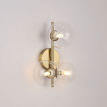 Alpinaluz - Aplique de Pared Moderno 'lima' - Metal Dorado con 3 Esferas de Cristal Transparente, Compatible con 3 Bombillas G9 para Interior