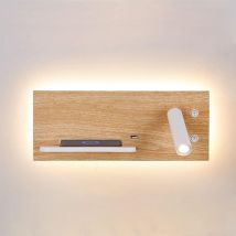 Alpinaluz - Aplique de pared para lectura efecto madera con puerto usb Iluminación 7W+foco 3W 2700K Derecho