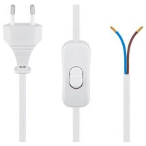 Cable alimentación led con interruptor, enchufe europeo 130cm - Alpinaluz