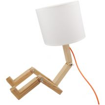Lámpara de Mesa Madera Articulada y Pantalla Textil - Moderna Simplicidad Dormitorio y Estudio E27 - Alpinaluz