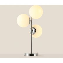 Alpinaluz - Lámpara de Mesa Metal Cromado y Tres Bolas de Cristal Blanco 'KAVALA'-3E27 Ø15cm