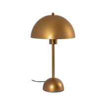 Moderna lámpara de mesa aluminio Dorado pequeña para dormitorio, bonita lámpara de lectura con pantalla de cúpula reflectanteE27 - Alpinaluz