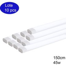 Alpinaluz - Pack 10 luminarias led 150cm 45W 5400lm 6000K Blanco Frío, regleta y pantalla led, alta eficiencia para oficina y hogar.