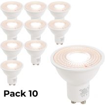 Alpinaluz - Pack de 10 Bombillas led GU10 7W 120o SMD2835 665lm 220V No Flicker/Parpadeo 3000K