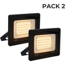 ALPINALUZ Pack de 2 Focos Proyectores LED Exterior IP65 Impermeable 30W 2850Lm 3000K Luz cálida para Casa, Garaje, Patio, Terraza, Campo