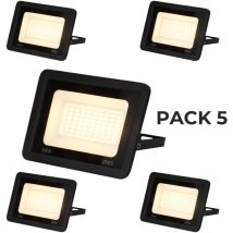 Pack de 5 Focos Proyectores led Exterior IP65 Impermeable 50W 4750Lm 3000K Luz Cálida para Casa, Garaje, Patio, Terraza, Campo - Alpinaluz