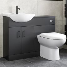 Alpine - Black Bathroom Furniture Vanity Unit with Basin 1050mm Toilet Unit Combination