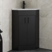Alpine - Black Bathroom Furniture Vanity Unit with Basin 585mm Corner Double Door