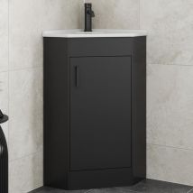 Alpine - Black Bathroom Furniture Vanity Unit with Basin 585mm Corner Single Door