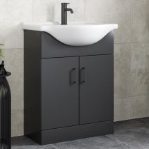 Alpine - Black Bathroom Furniture Vanity Unit with Basin 650mm