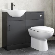 Alpine - Black Bathroom Furniture Vanity Unit with Basin 950mm Toilet Unit Combination