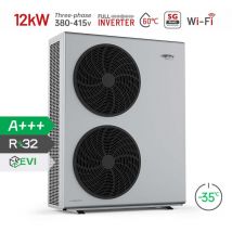 Alsavo Zealux Evi R32 Drehstrom-luft-wasser-wärmepumpe, Grau, Mit Doppelventilator - 12 Kw, 3t - Dreiphasig 380-415v/50hz/3ph - Hocheffizient (cop) - 