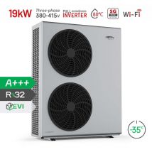 Alsavo Zealux Evi R32 Drehstrom-luft-wasser-wärmepumpe, Grau, Mit Doppelventilator - 19 Kw, 3t - Dreiphasig 380-415v/50hz/3ph - Hocheffizient (cop) - 