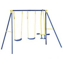Garden - Altalena Blu 2 Posti Sedute + Cavallino Struttura Metallo Alt 182 3-12 anni