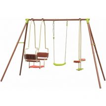 Defibrico - Altalena gioco da giardino in acciaio 5 posti per bambini Winnie Five