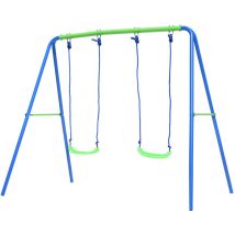 Altalena Due Posti Per Bambini Da Giardino + 3 Anni In Metallo Outdoor Toys 220x138x182 Cm Supporta Fino A 45 Kg