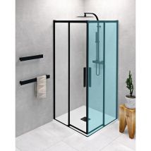 ALTIS BLACK Porte de douche 780-800mm, (H) 2000mm, verre clair