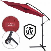 Kingsleeve - Sonnenschirm mit Ständer 300 cm Groß uv Schutz 50+ Kurbel Neigbar Alu Wasserabweisend Windfest Ampelschirm Garten Terrasse Balkon rot