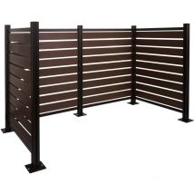 Alu Clôture pour poubelles HHG-947, Cache-poubelle, aspect bois extensible 130x206x110cm, marron